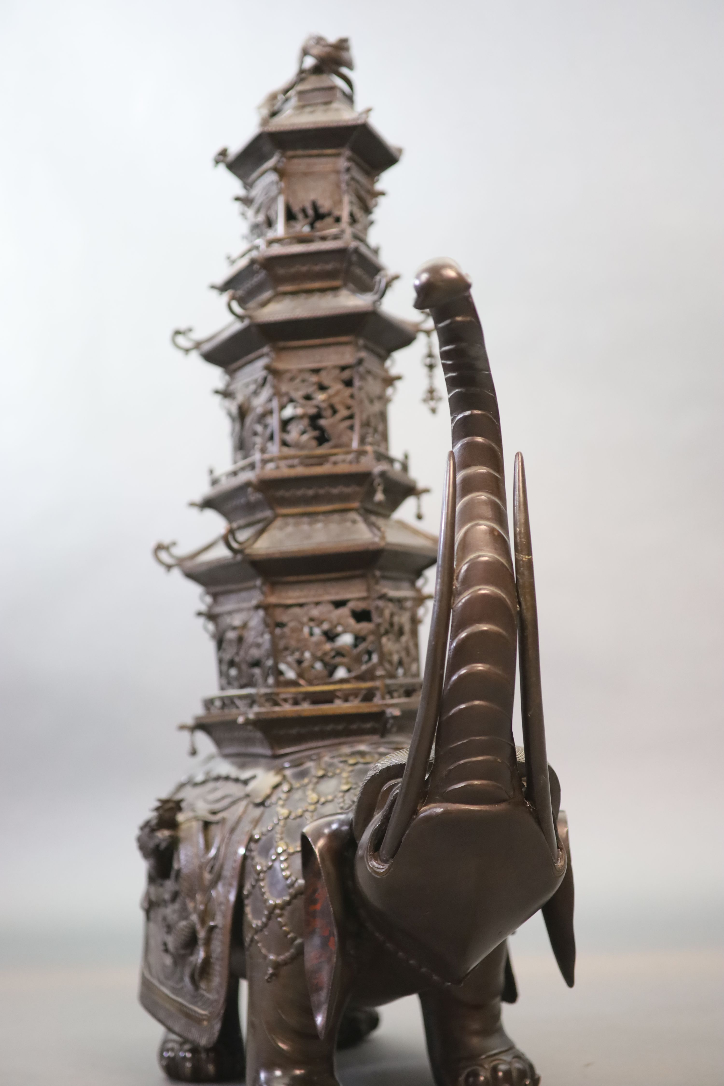 An impressive Japanese bronze ‘elephant’ koro, 19th century, 77 cm long, 89 cm high